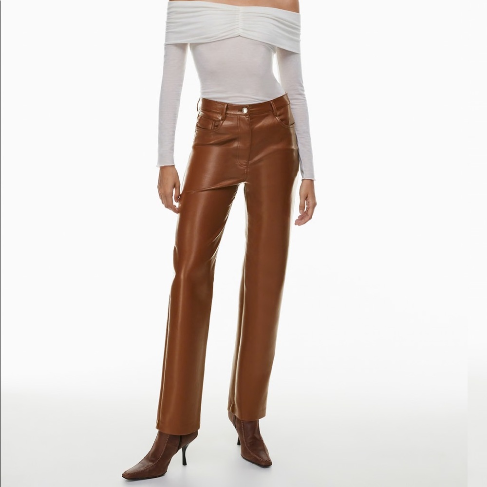 Aritzia Wilfred the Melina Pant in Cognac size 10, vegan leather pant